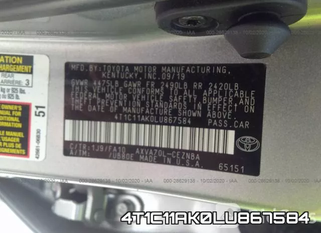 4T1C11AK0LU867584 фото 10