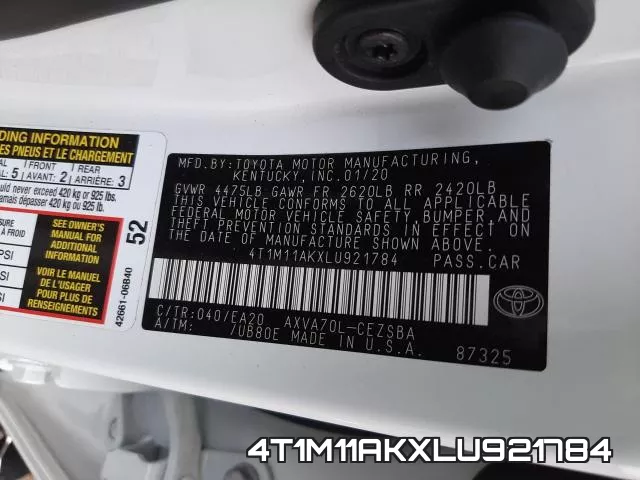 4T1M11AKXLU921784 фото 2
