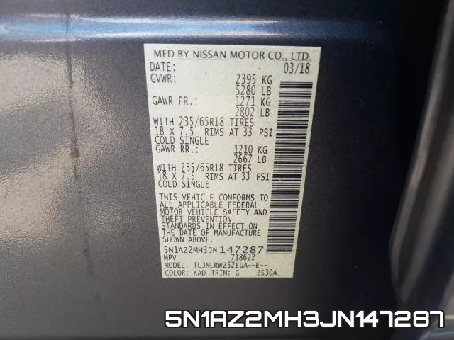 5N1AZ2MH3JN147287 фото 2