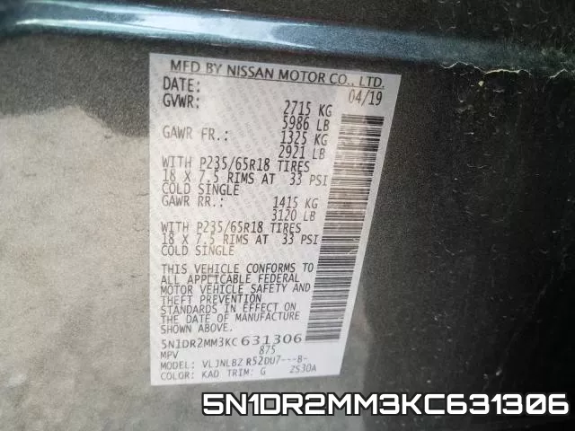5N1DR2MM3KC631306 фото 2