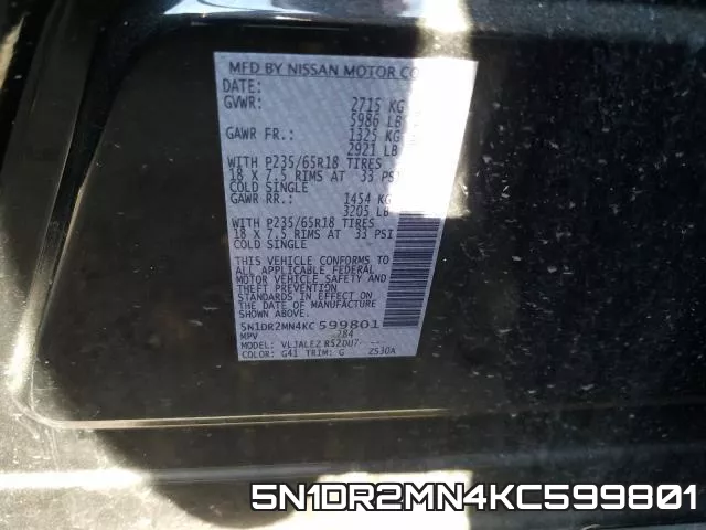 5N1DR2MN4KC599801 фото 2