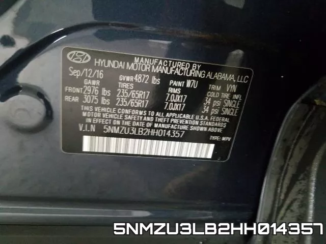 5NMZU3LB2HH014357 фото 2