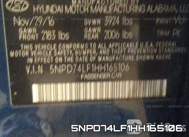 5NPD74LF1HH165106 фото 10