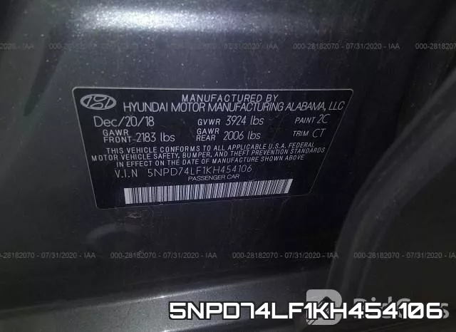 5NPD74LF1KH454106 фото 10