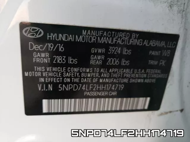 5NPD74LF2HH174719 фото 2