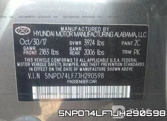5NPD74LF7JH290598 фото 10