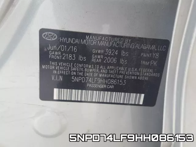 5NPD74LF9HH086153 фото 2