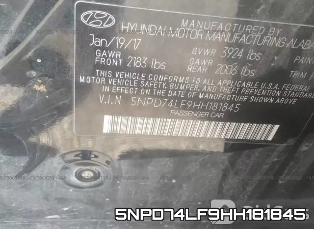 5NPD74LF9HH181845 фото 10