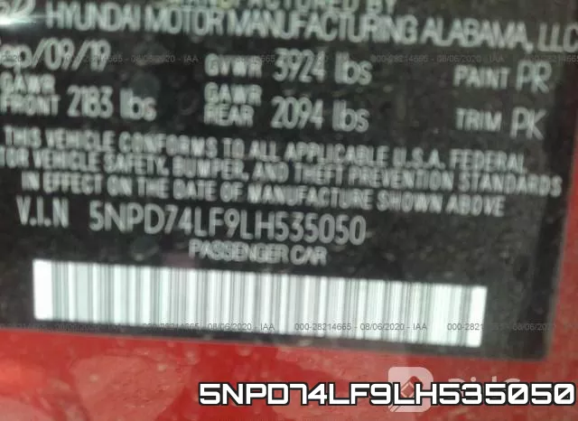 5NPD74LF9LH535050 фото 10