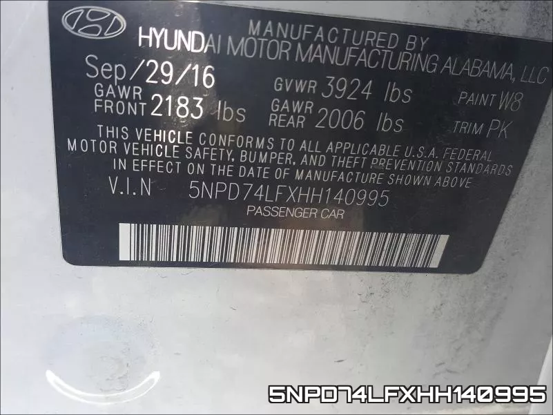 5NPD74LFXHH140995 фото 2