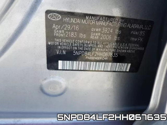 5NPD84LF2HH067635 фото 2