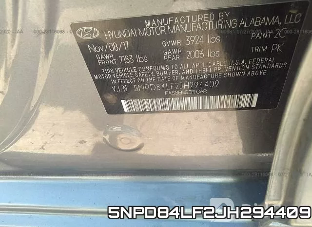 5NPD84LF2JH294409 фото 10