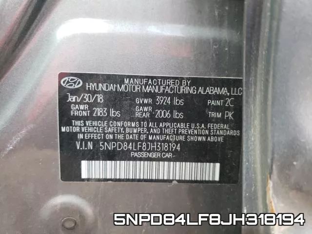 5NPD84LF8JH318194 фото 2