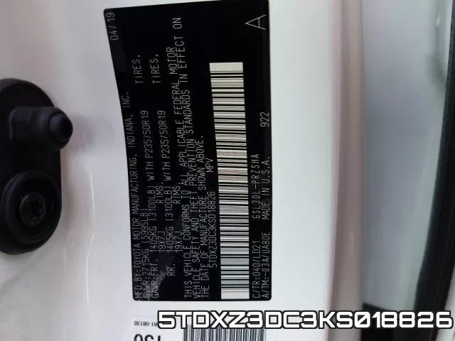 5TDXZ3DC3KS018826 фото 2