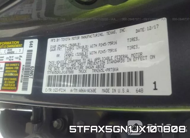5TFAX5GN1JX107808 фото 10