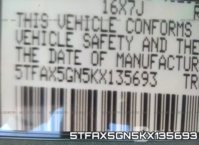5TFAX5GN5KX135693 фото 10