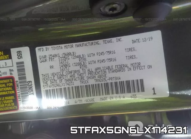 5TFAX5GN6LX174231 фото 10