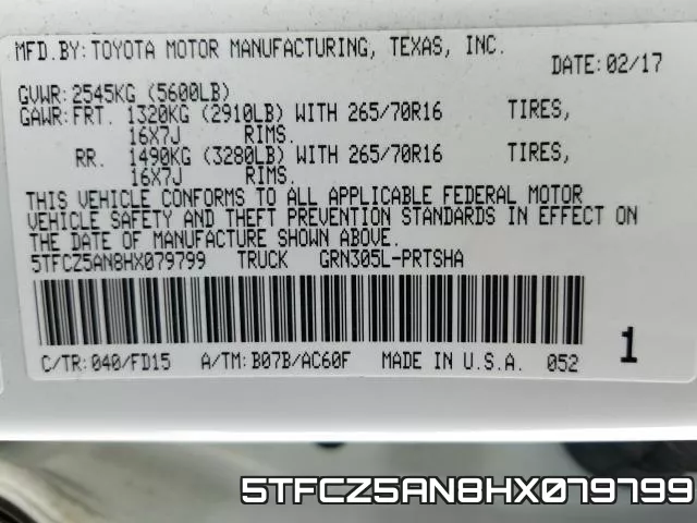 5TFCZ5AN8HX079799 фото 2