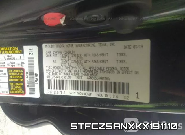 5TFCZ5ANXKX191110 фото 10