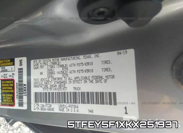 5TFEY5F1XKX251937 фото 10