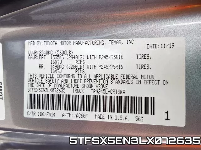 5TFSX5EN3LX072635 фото 2