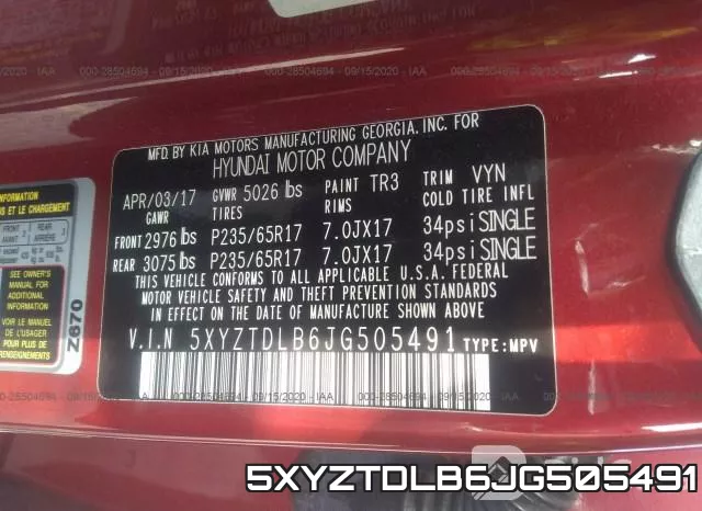 5XYZTDLB6JG505491 фото 10