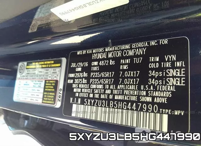 5XYZU3LB5HG447990 фото 10