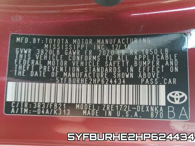 5YFBURHE2HP624434 фото 2