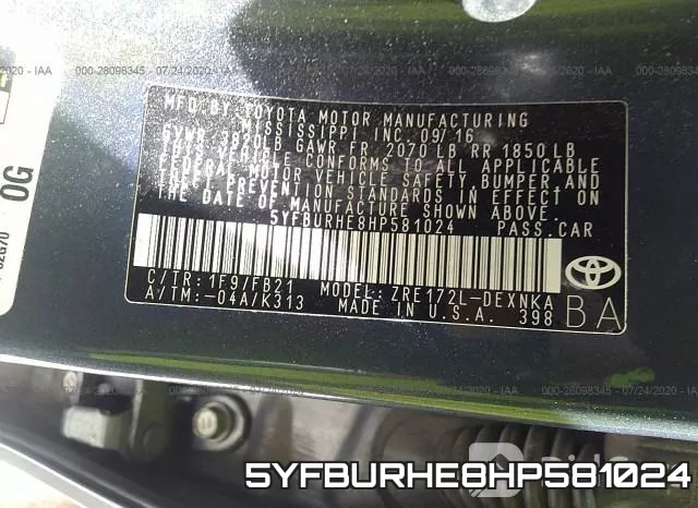 5YFBURHE8HP581024 фото 10