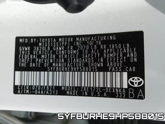 5YFBURHE9HP588015 фото 2