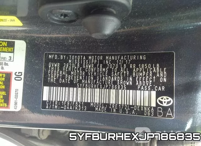 5YFBURHEXJP786835 фото 10