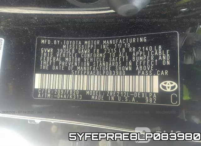 5YFEPRAE8LP083980 фото 10