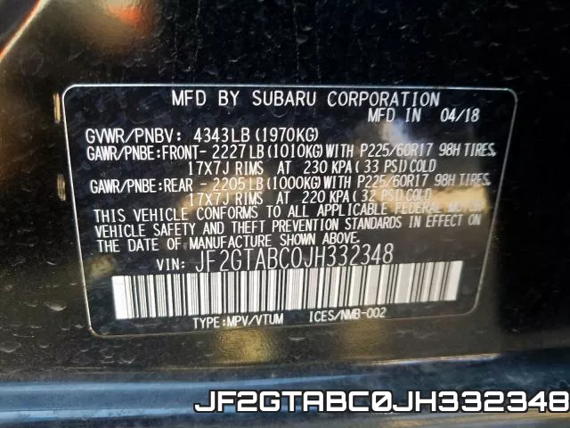 JF2GTABC0JH332348 фото 2