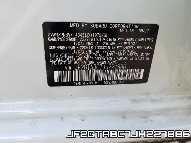 JF2GTABC7JH227886 фото 2