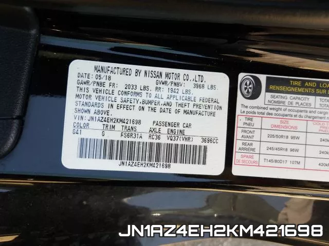 JN1AZ4EH2KM421698 фото 2