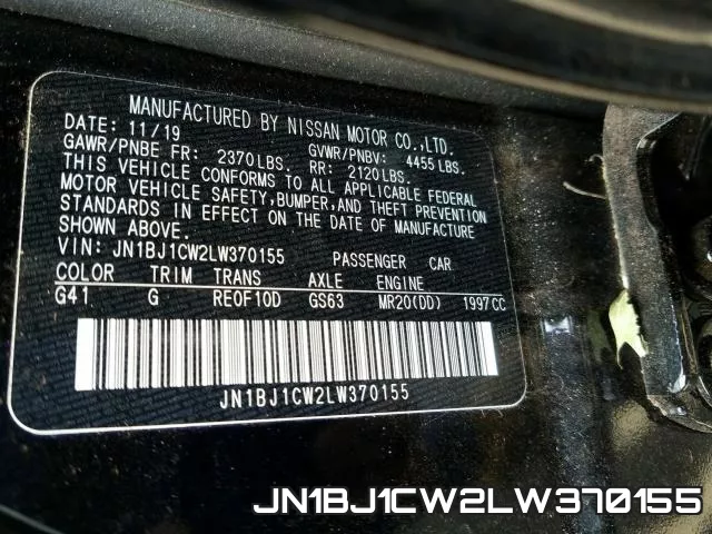 JN1BJ1CW2LW370155 фото 2