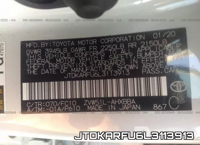 JTDKARFU6L3113913 фото 10