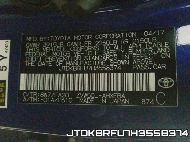 JTDKBRFU7H3558374 фото 2