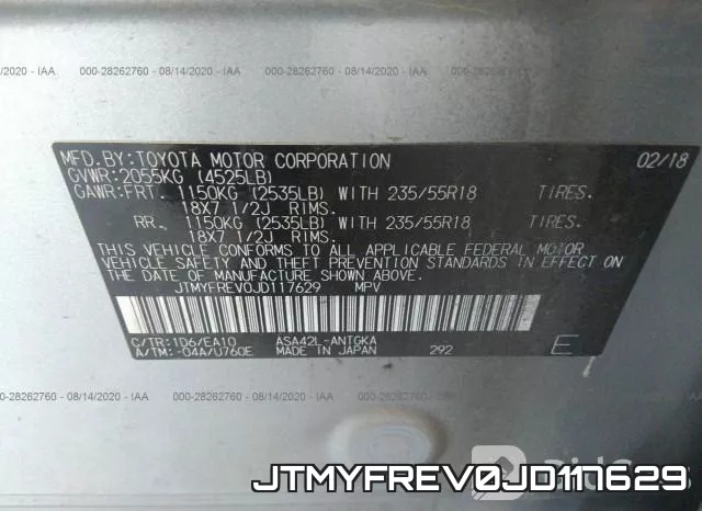 JTMYFREV0JD117629 фото 10