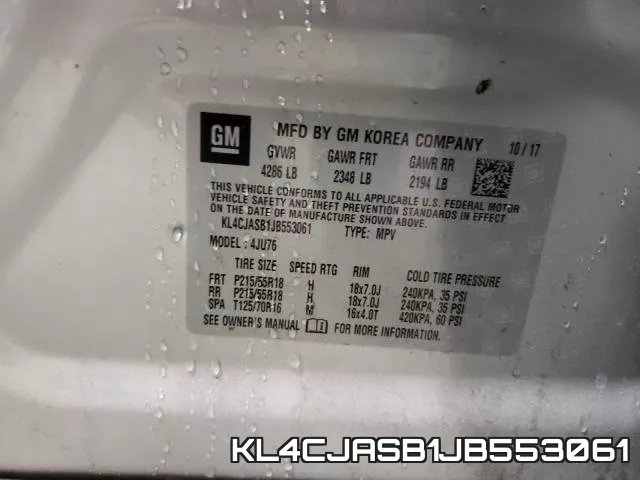 KL4CJASB1JB553061 фото 2