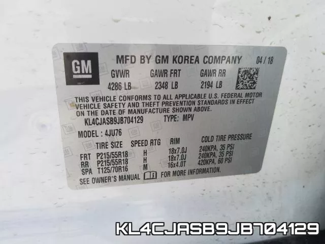 KL4CJASB9JB704129 фото 2