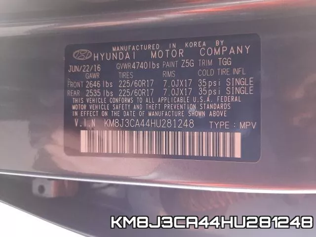 KM8J3CA44HU281248 фото 2