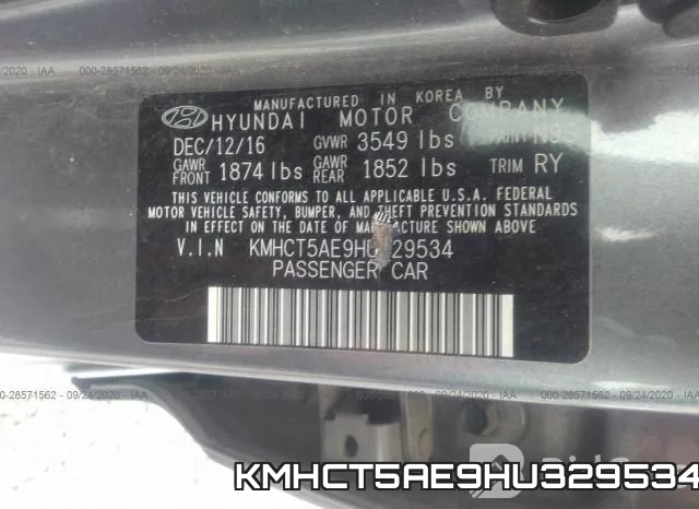KMHCT5AE9HU329534 фото 10