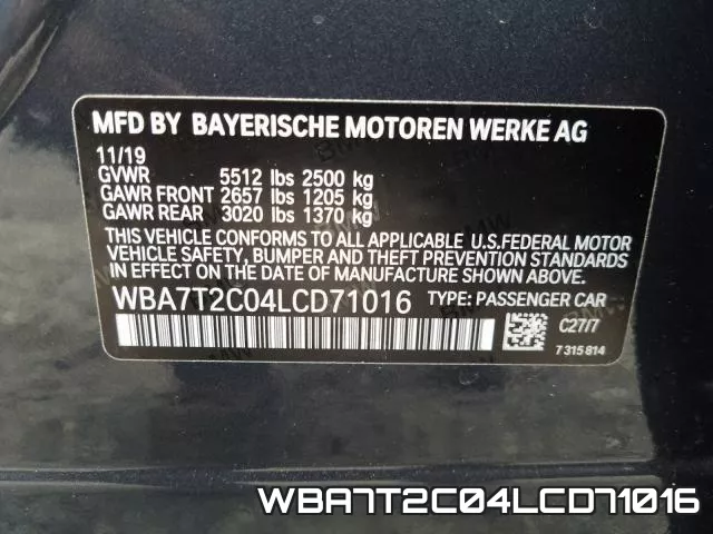 WBA7T2C04LCD71016 фото 2
