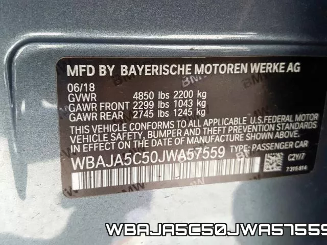 WBAJA5C50JWA57559 фото 2