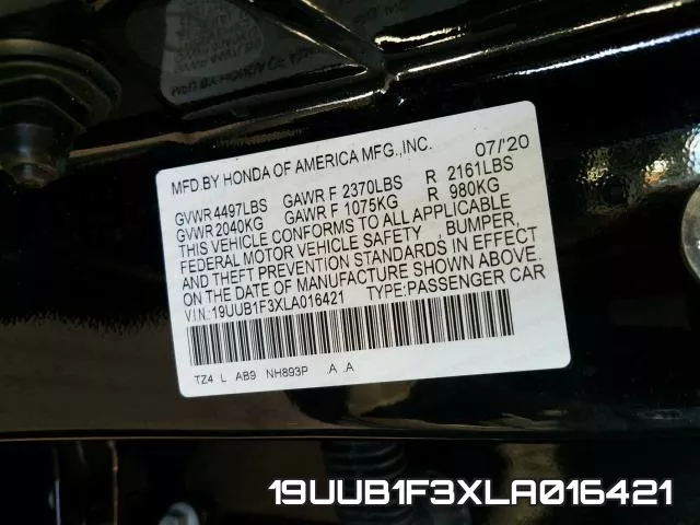 19UUB1F3XLA016421 фото 2