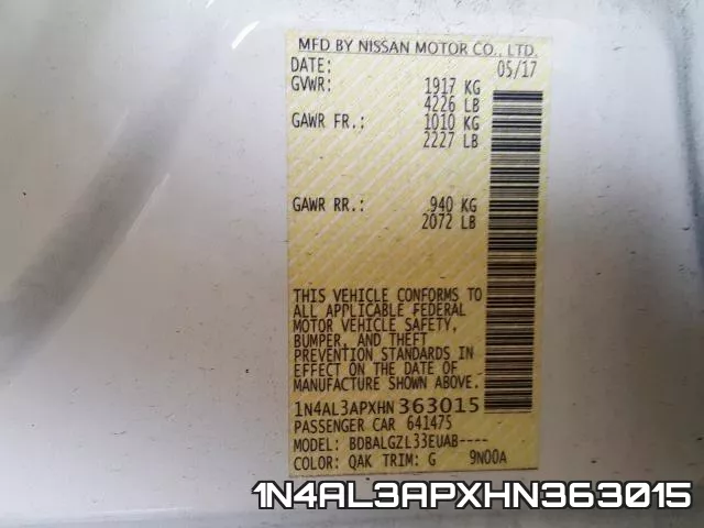 1N4AL3APXHN363015 фото 2
