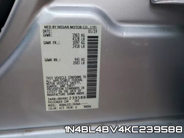1N4BL4BV4KC239588 фото 2