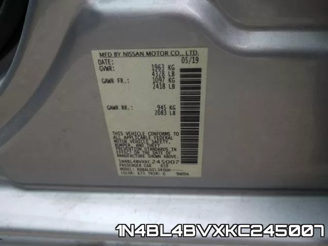 1N4BL4BVXKC245007 фото 2