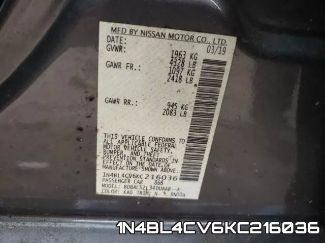 1N4BL4CV6KC216036 фото 2